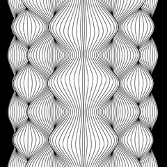 Abstract vertical three-dimensional shapes, create an illusion of motion. 