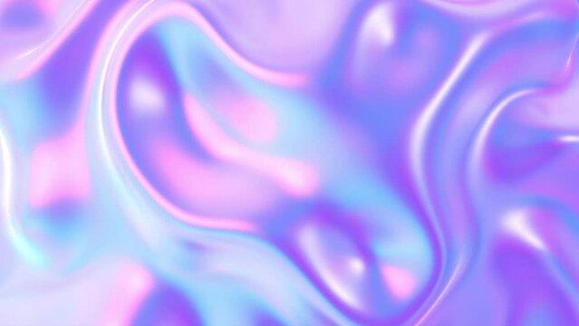 3D Animation - Abstract colorful background of a looping animated iridescent reflective material with swirling texture