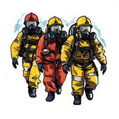 Nuclear emergency training exercise isolated on white background, doodle style, png
