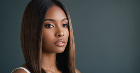 A frontal lace wig showcasing a flawless and straight texture. The beauty of human hair weave is evident, highlighting the artistry of hairstyling and the allure of virgin Remy extensions.