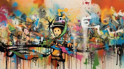 Abstract painting of graffiti
