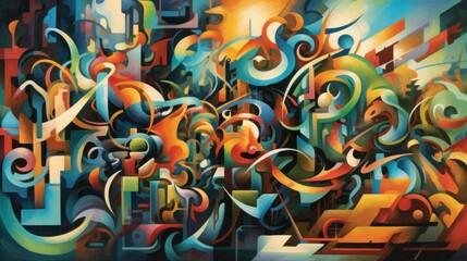 Abstract painting of graffiti