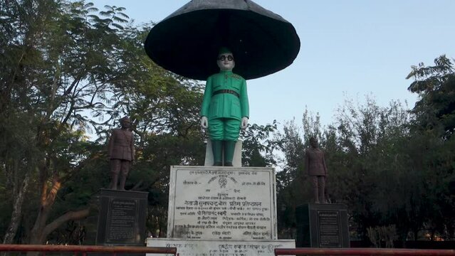 June 28th 2023, Uttarakhand, India. Freedom Fighter Netaji Subhash Chandra Bose statue at Gandhi Park, Dehradun City.