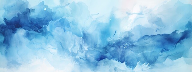 Blue paints watercolor background drawn by brush. 