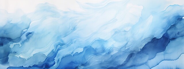 Obraz premium Blue paints watercolor background drawn by brush. 