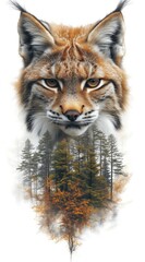 Obraz premium lynx in the forest and in mountainous landscape. created by ai