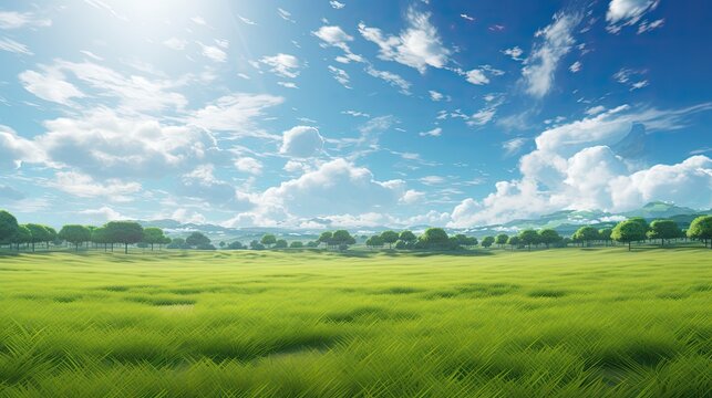 image of vast lush green field under bright clear