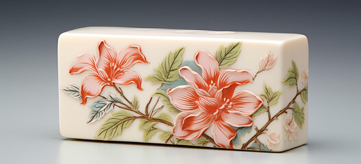 This design features a soap bar that has been hand painted with a design or motif. This could be anything from a simple flower to a complex landscape.