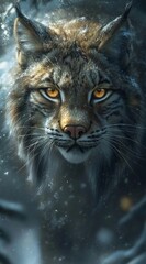 Obraz premium lynx in the forest and in mountainous landscape. created by ai