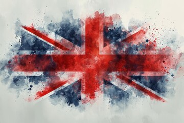 United Kingdom flag. British flag Symbolism watercolor paint Illustration. Symbol of United Kingdom Illustration