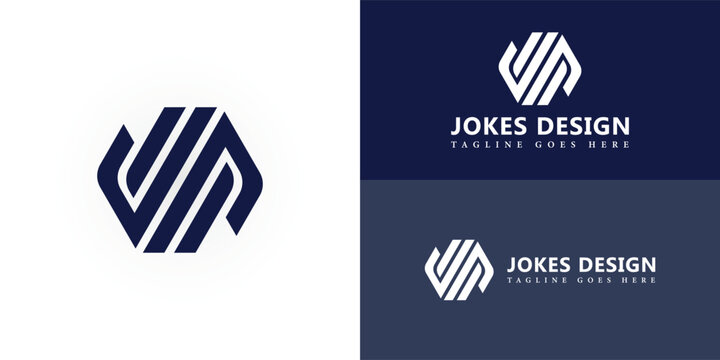 Abstract initial letter JD or DJ logo in blue navy color isolated in white background. JD logo is a little explanation of the concept of the logo: a unique JD letter with clean, clear, and thick lines