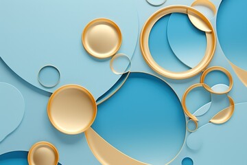  a blue and gold abstract wallpaper with circles and bubbles on a light blue background with a light blue background.