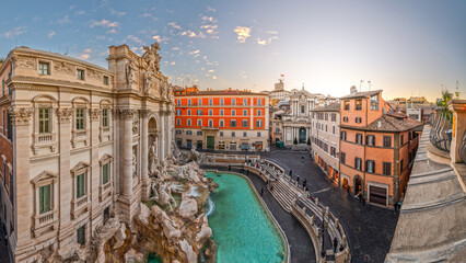 Rome, Italy Cityscape Overlooking Trevi Fountain - 713455077