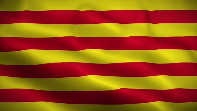 Catalonia flag waving animation, perfect loop, official colors, 4K video