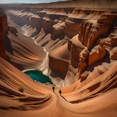 An awe-inspiring desert canyon captured in a sweeping panoramic shot by Daniel Kordan, showcasing the sheer scale and magnificence of the natural landscape