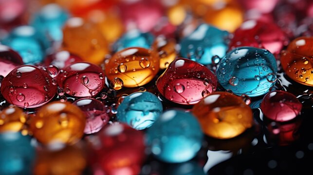 water drops image in popy colors