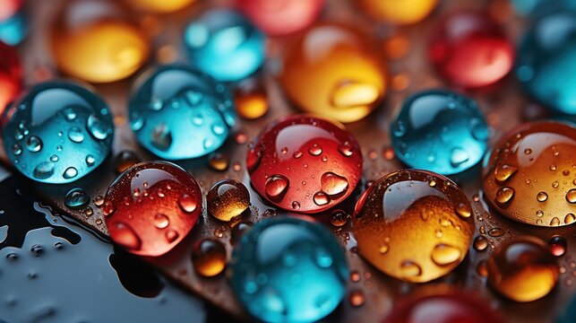 water drops image in popy colors