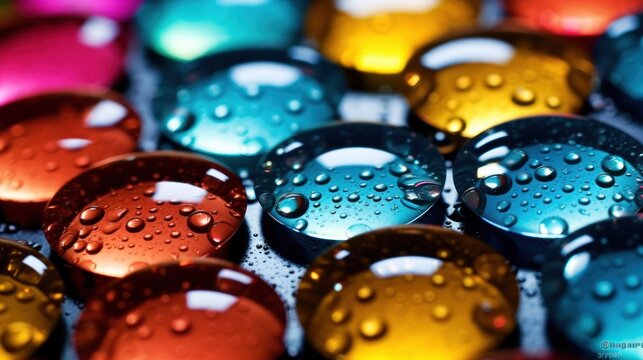 water drops image in popy colors