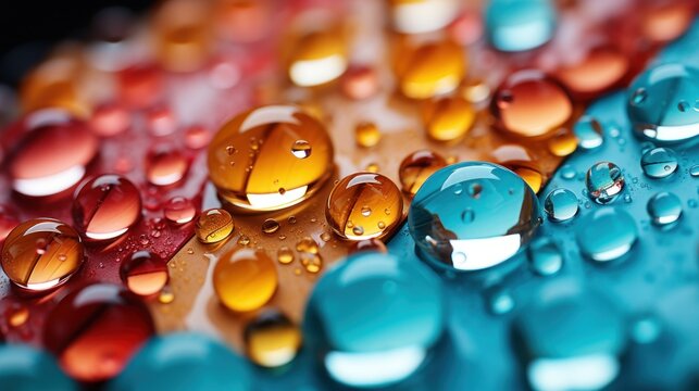 water drops image in popy colors