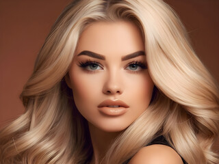 Naklejka premium fashion studio photo of gorgeous woman with blond hair and glamour makeup