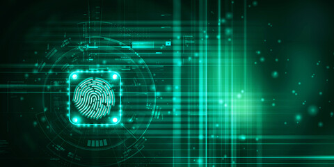 2d Illustration Fingerprint Scanning Technology Concept 
