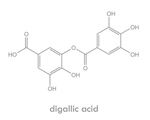 Gallic acid structure. Molecule found in tea leaves, gallnuts, oak, sumac and other plants.