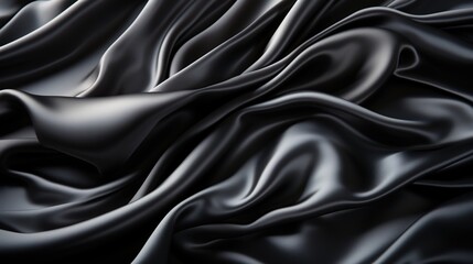 Obraz premium Silken Charisma: Black Satin Fabric Weave Transforms into a Soft and Smooth Wallpaper, Radiating Understated Elegance