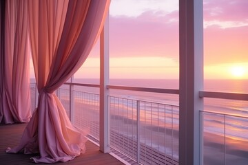  the sun is setting over the ocean from the balcony of an oceanfront hotel room with a view of the ocean.