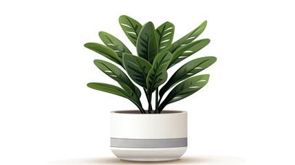 Chlorophytum houseplant in a white ceramic pot, isolated on a white background, adding a touch of botanical charm and air-purifying beauty to your indoor space