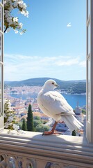 White pigeon with nice view realestic ai generative image
