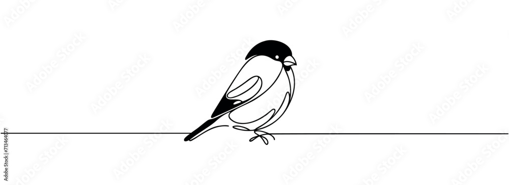 Poster bird on a branch continuous one line drawing