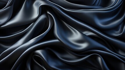Obraz premium Silky Elegance: A Luxurious Black Satin Fabric Weave Creates a Soft and Smooth Wallpaper Background