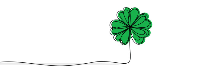 Clover leaf. One continuous line. St. Patrick's Day symbol.