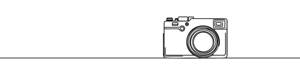 One continuous line drawing of a camera.