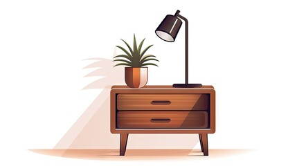 A modern wooden nightstand with a drawer, isolated on a white background, showcasing functional design and elegance for organized bedside essentials