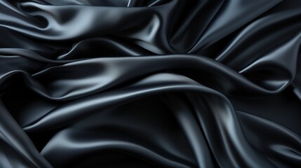 Velvet Nights: A Smooth and Soft Black Satin Textile Texture Wallpaper, Evoking a Feel of Timeless Elegance