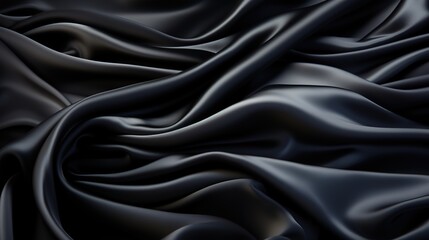 Fototapeta premium Sleek Sophistication: A Soft and Smooth Black Satin Texture Wallpaper, Reflecting the Elegance of Silky Textiles