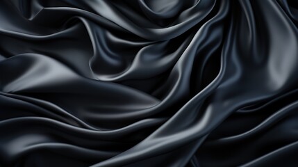 Fototapeta premium Silky Elegance: A Luxurious Black Satin Fabric Weave Creates a Soft and Smooth Wallpaper Background