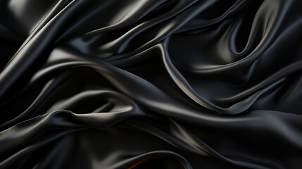 Silken Charisma: Black Satin Fabric Weave Transforms into a Soft and Smooth Wallpaper, Radiating Understated Elegance