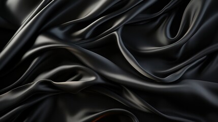 Obraz premium Silken Charisma: Black Satin Fabric Weave Transforms into a Soft and Smooth Wallpaper, Radiating Understated Elegance