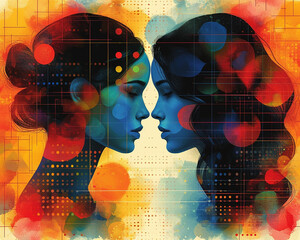 Modern illustration of a loving couple