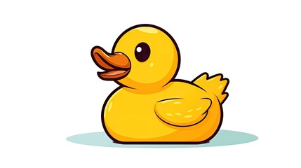 Fototapeta premium An adorable rubber duck toy, isolated on a white background, evoking nostalgia and happiness in bath time fun