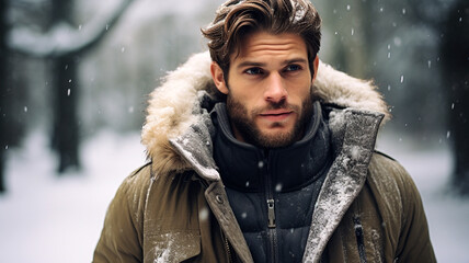 handsome man in a warm jacket