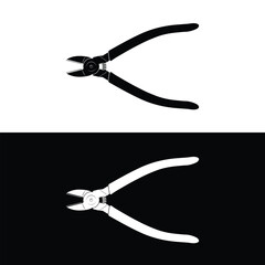 Diagonal pliers silhouette vector. Work tool icon for web, tag, label, mechanical shop, garage, repair shop, workshop. Symbol for mechanical engineering, carpentry, mechanic, engineer, carpenter - obrazy, fototapety, plakaty