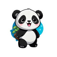 Naklejka premium cute panda sticker png, generative ai