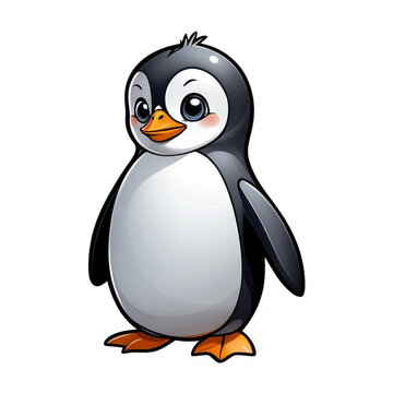 cute penguin sticker png, generative ai 