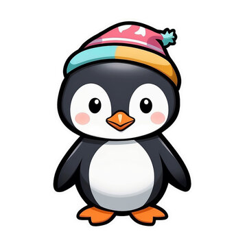 cute penguin sticker png, generative ai 