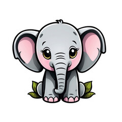 Naklejka premium Adorable Baby Elephant Bliss Sticker: Charming Little Elephant with Playful Ears and Gentle Eyes, the Perfect Companion to Bring a Wholesome Touch to Your Devices and Belongings, generative ai