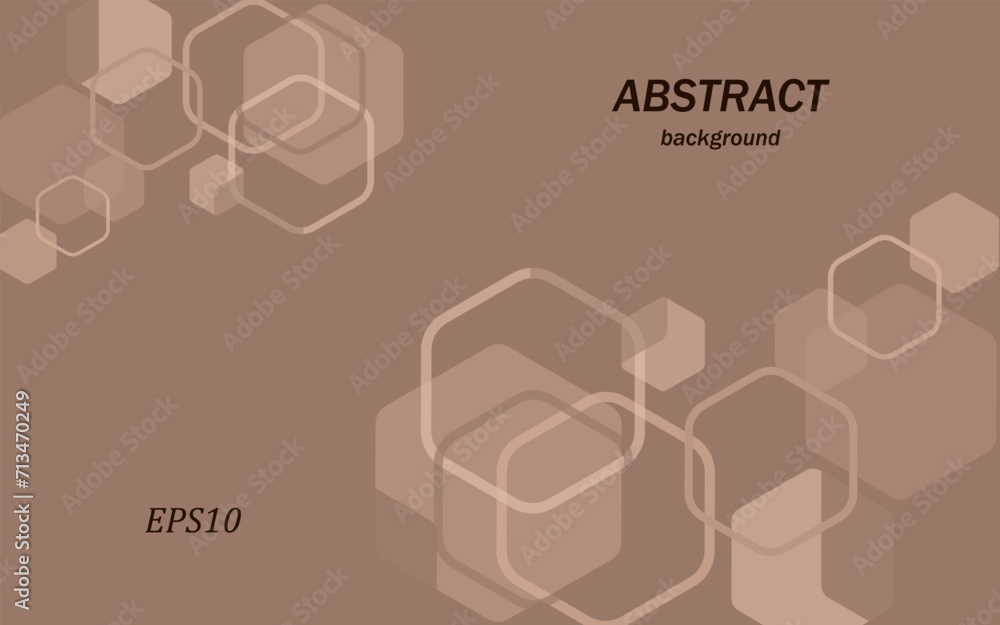  abstract brown background of random hexagonal shapes of different sizes and transparency. conceptual