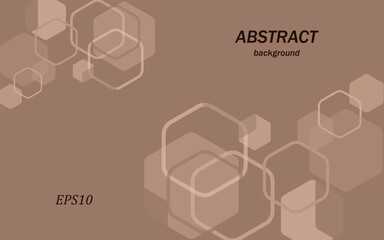Abstract brown background of random hexagonal shapes of different sizes and transparency. Conceptual technologies. Space for your text. 3D vector illustration.